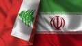 Iran and Lebanon Realistic Flag Ã¢â¬â Fabric Texture Illustration